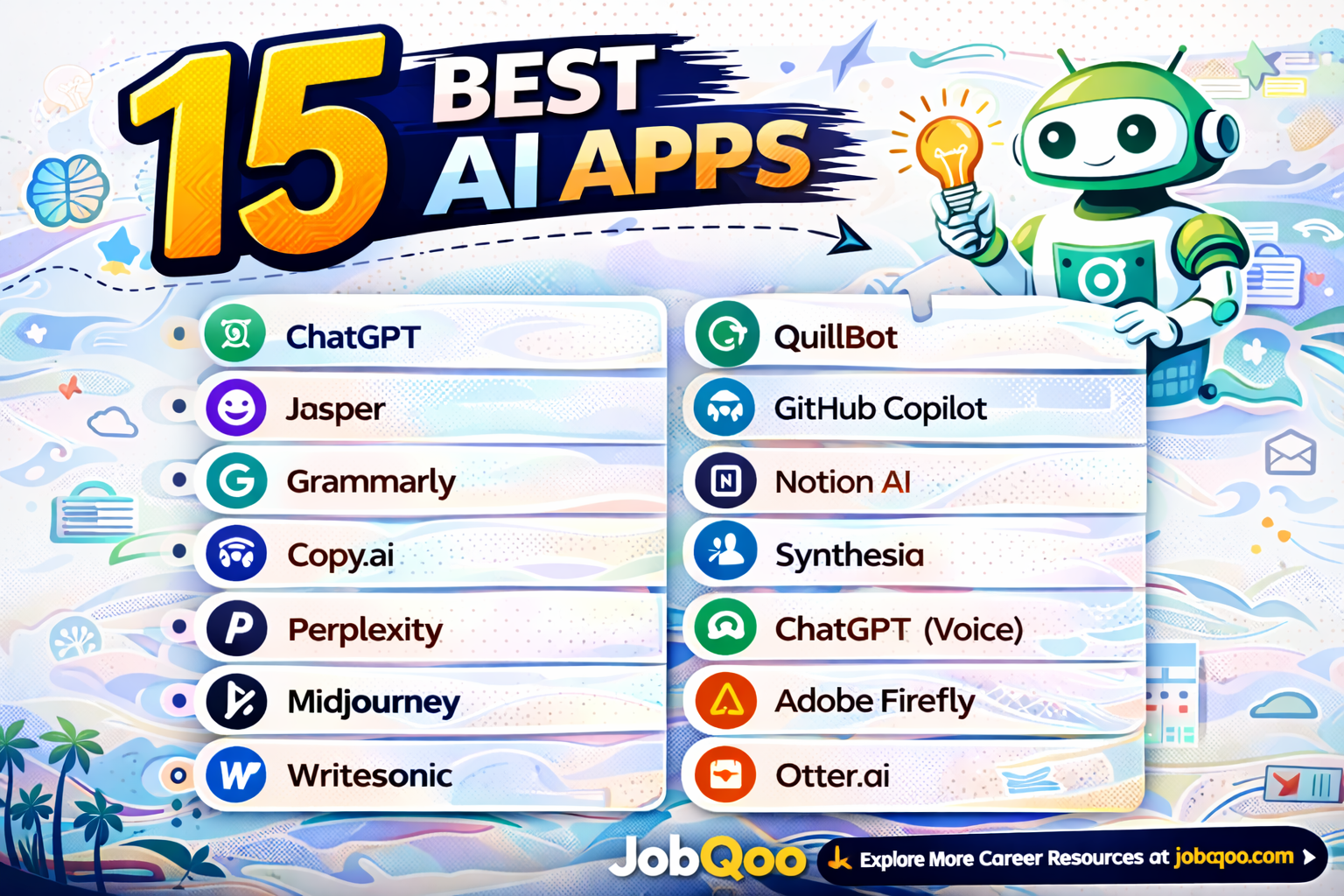 15 Best AI Apps for 2026 (Boost Productivity & Income) - Jobqoo.com